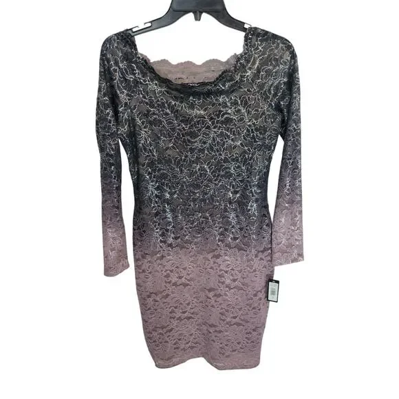 knee length dresses for ladies Sheer Stretchy Lace Dip Dye Maxi Dress Current Mood main image 0